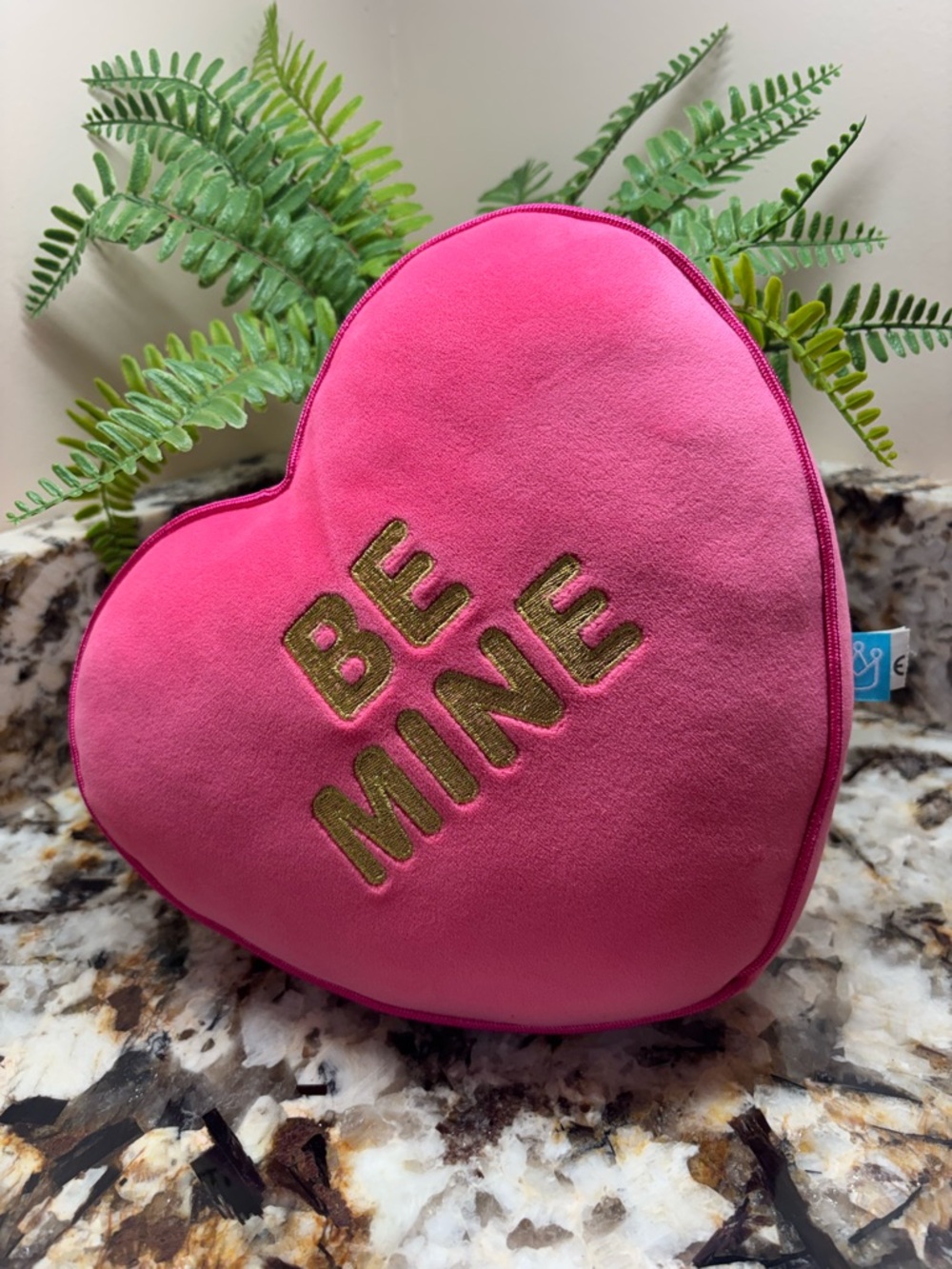 Pink Heart Shaped 'Be Mine' Plush Pillow
